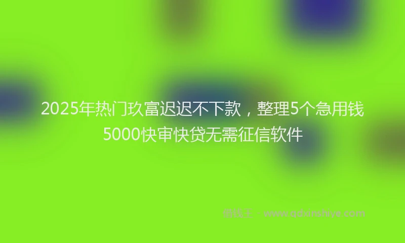 2025年热门玖富迟迟不下款，整理5个急用钱5000快审快贷无需征信软件