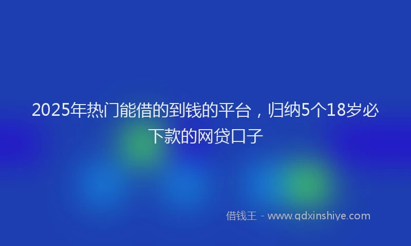 2025年热门能借的到钱的平台，归纳5个18岁必下款的网贷口子