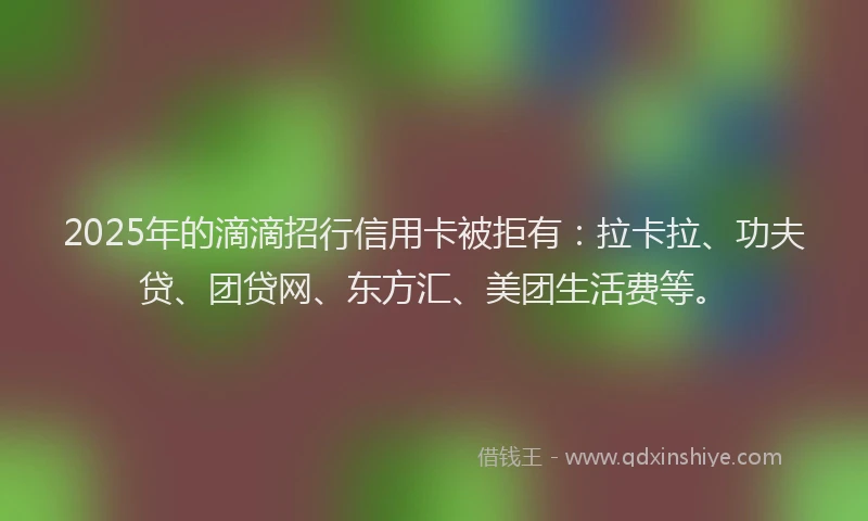 2025年的滴滴招行信用卡被拒有：拉卡拉、功夫贷、团贷网、东方汇、美团生活费等。