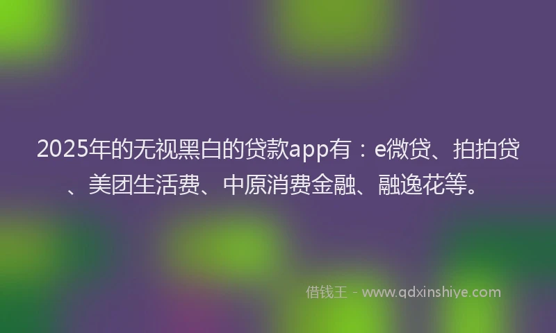 2025年的无视黑白的贷款app有：e微贷、拍拍贷、美团生活费、中原消费金融、融逸花等。