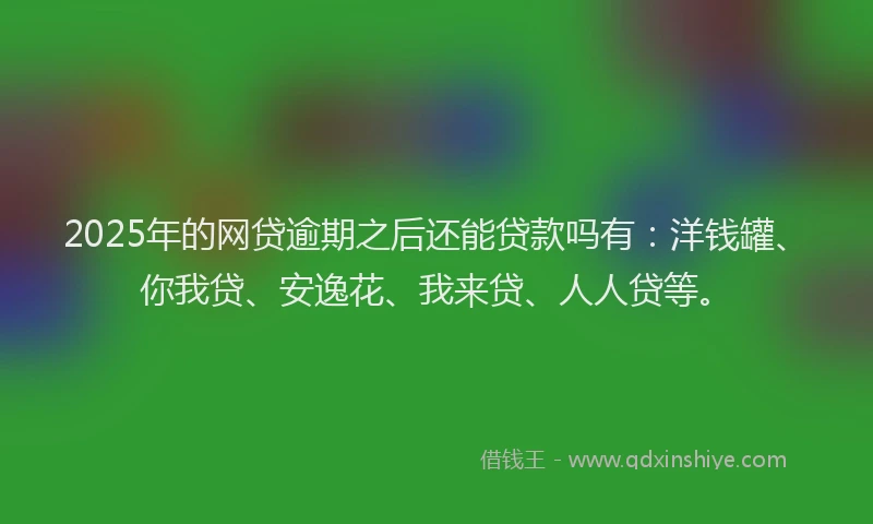 2025年的网贷逾期之后还能贷款吗有：洋钱罐、你我贷、安逸花、我来贷、人人贷等。