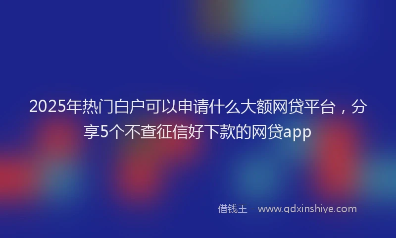 2025年热门白户可以申请什么大额网贷平台，分享5个不查征信好下款的网贷app