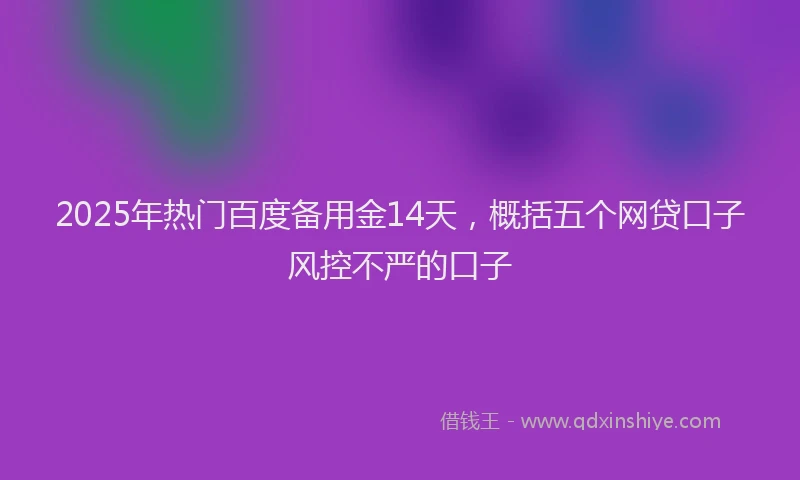 2025年热门百度备用金14天，概括五个网贷口子风控不严的口子