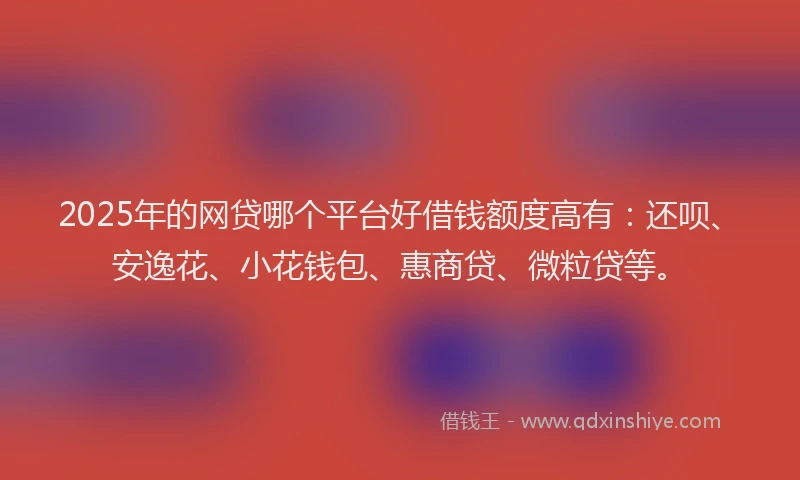 2025年的网贷哪个平台好借钱额度高有：还呗、安逸花、小花钱包、惠商贷、微粒贷等。