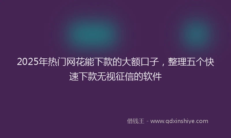 2025年热门网花能下款的大额口子，整理五个快速下款无视征信的软件