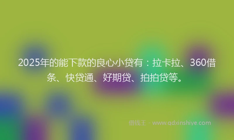 2025年的能下款的良心小贷有：拉卡拉、360借条、快贷通、好期贷、拍拍贷等。