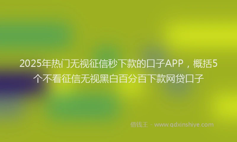 2025年热门无视征信秒下款的口子APP，概括5个不看征信无视黑白百分百下款网贷口子