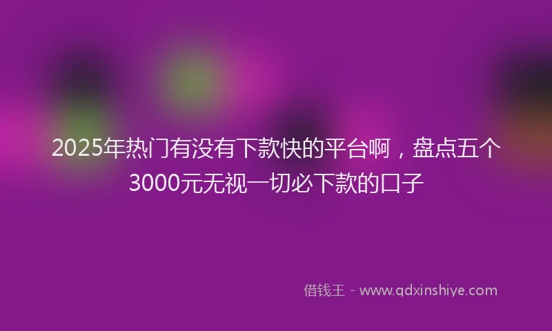 2025年热门有没有下款快的平台啊，盘点五个3000元无视一切必下款的口子