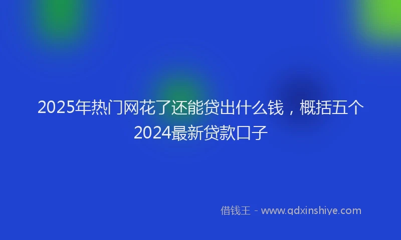 2025年热门网花了还能贷出什么钱，概括五个2024最新贷款口子