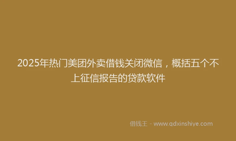 2025年热门美团外卖借钱关闭微信，概括五个不上征信报告的贷款软件