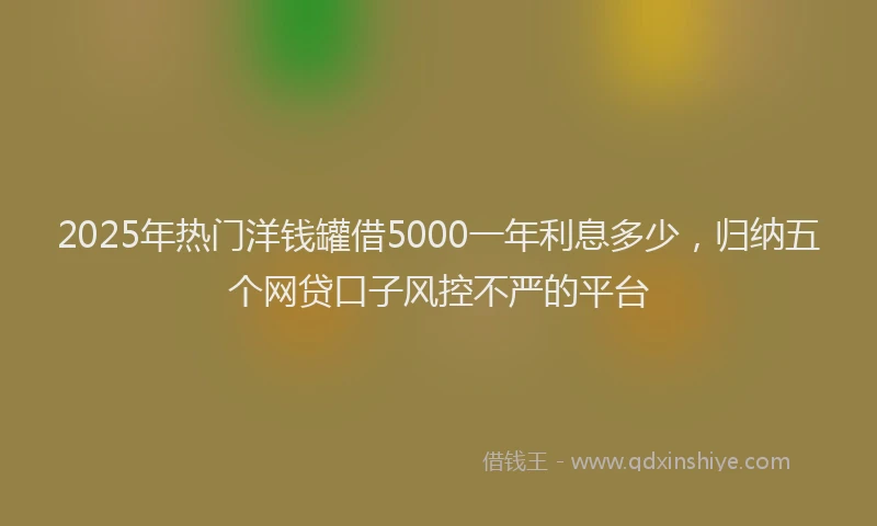 2025年热门洋钱罐借5000一年利息多少，归纳五个网贷口子风控不严的平台