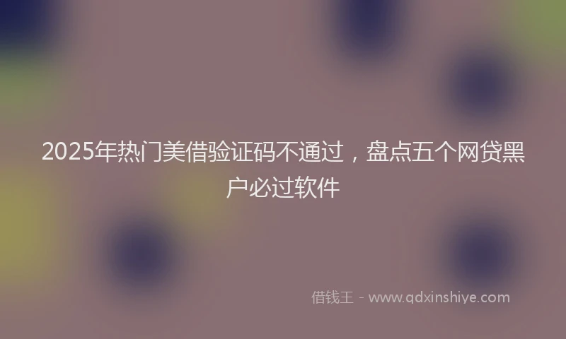 2025年热门美借验证码不通过，盘点五个网贷黑户必过软件