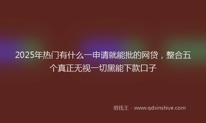 2025年热门有什么一申请就能批的网贷，整合五个真正无视一切黑能下款口子