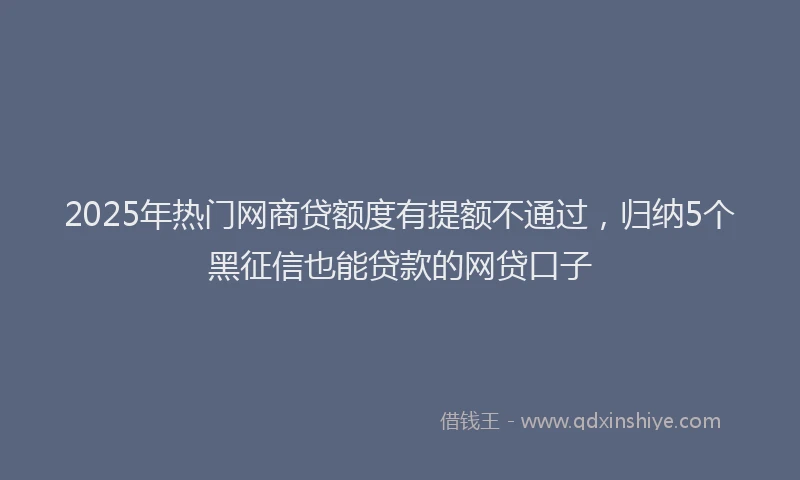 2025年热门网商贷额度有提额不通过，归纳5个黑征信也能贷款的网贷口子