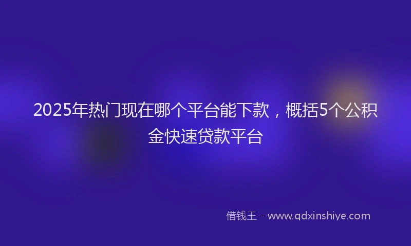 2025年热门现在哪个平台能下款，概括5个公积金快速贷款平台