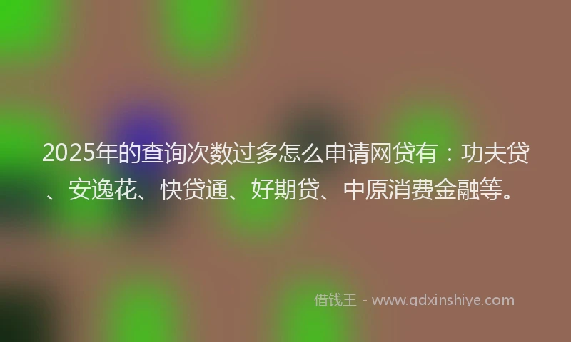 2025年的查询次数过多怎么申请网贷有：功夫贷、安逸花、快贷通、好期贷、中原消费金融等。