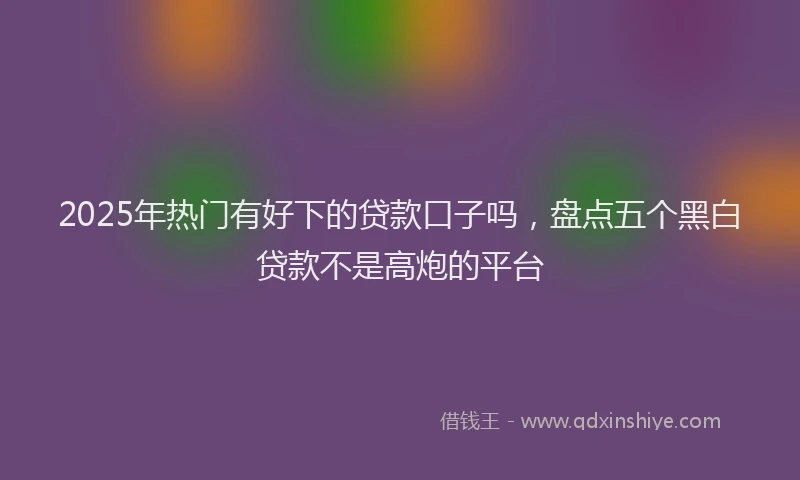 2025年热门有好下的贷款口子吗，盘点五个黑白贷款不是高炮的平台