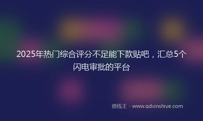 2025年热门综合评分不足能下款贴吧，汇总5个闪电审批的平台