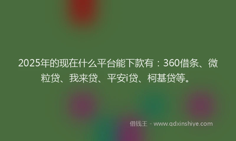 2025年的现在什么平台能下款有：360借条、微粒贷、我来贷、平安i贷、柯基贷等。