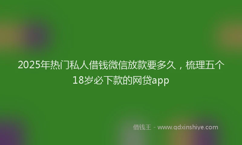 2025年热门私人借钱微信放款要多久，梳理五个18岁必下款的网贷app