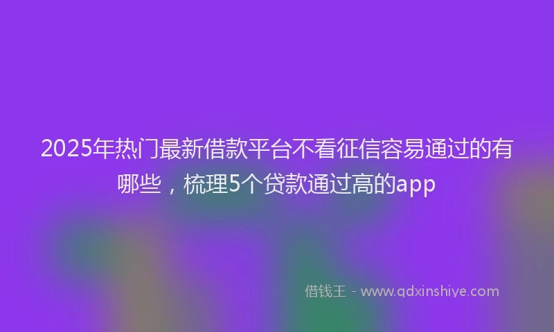 2025年热门最新借款平台不看征信容易通过的有哪些，梳理5个贷款通过高的app