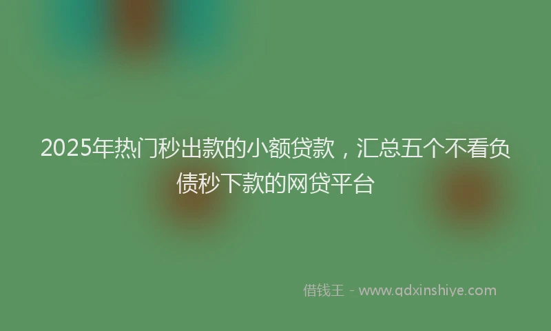 2025年热门秒出款的小额贷款，汇总五个不看负债秒下款的网贷平台