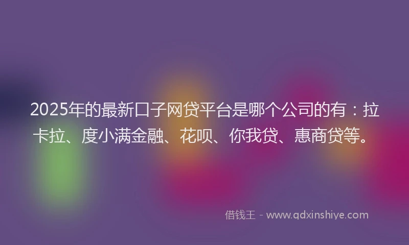 2025年的最新口子网贷平台是哪个公司的有：拉卡拉、度小满金融、花呗、你我贷、惠商贷等。