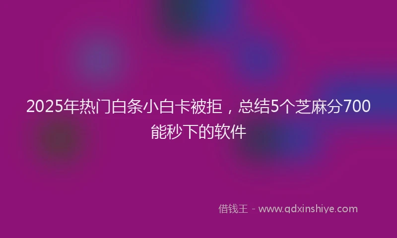 2025年热门白条小白卡被拒，总结5个芝麻分700能秒下的软件