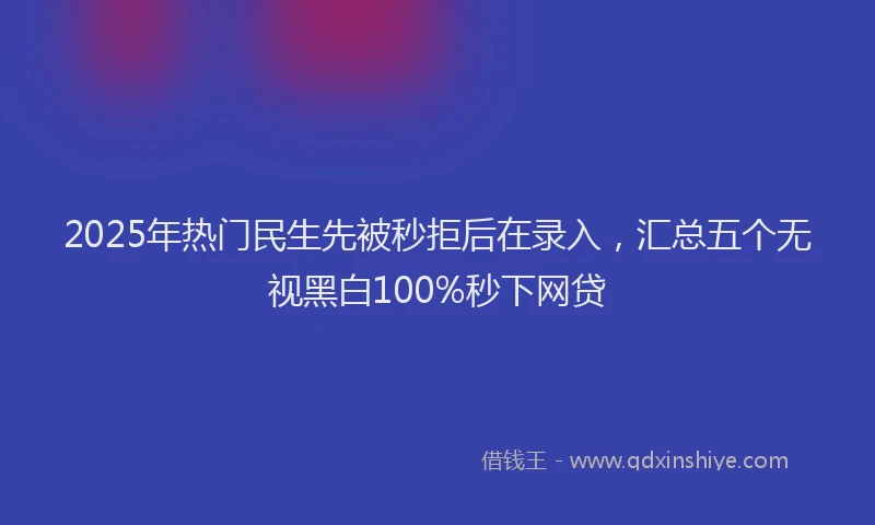 2025年热门民生先被秒拒后在录入，汇总五个无视黑白100%秒下网贷