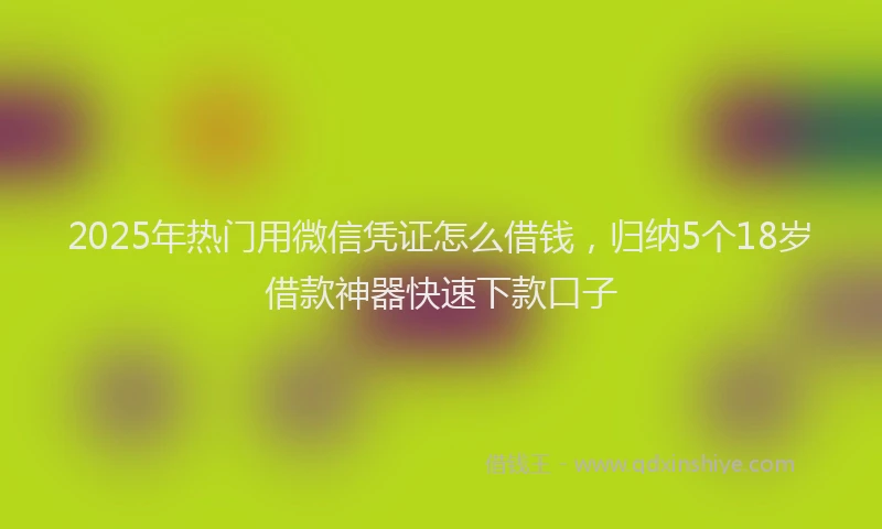 2025年热门用微信凭证怎么借钱，归纳5个18岁借款神器快速下款口子