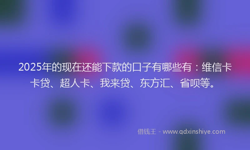 2025年的现在还能下款的口子有哪些有：维信卡卡贷、超人卡、我来贷、东方汇、省呗等。