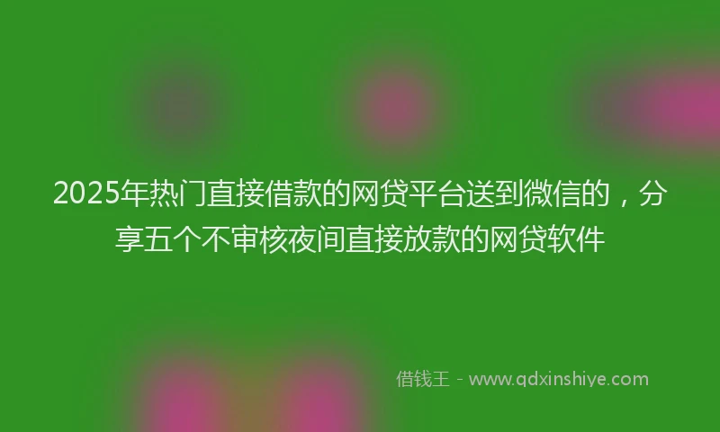 2025年热门直接借款的网贷平台送到微信的，分享五个不审核夜间直接放款的网贷软件