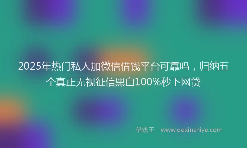 2025年热门私人加微信借钱平台可靠吗，归纳五个真正无视征信黑白100%秒下网贷