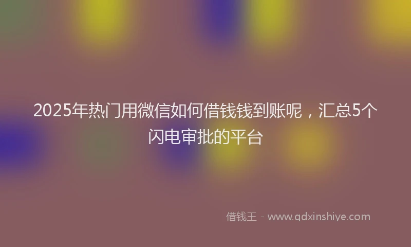 2025年热门用微信如何借钱钱到账呢，汇总5个闪电审批的平台