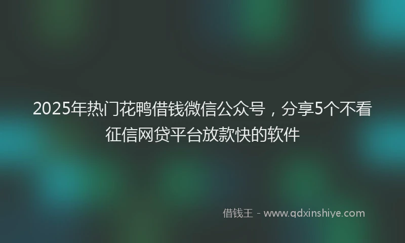 2025年热门花鸭借钱微信公众号，分享5个不看征信网贷平台放款快的软件