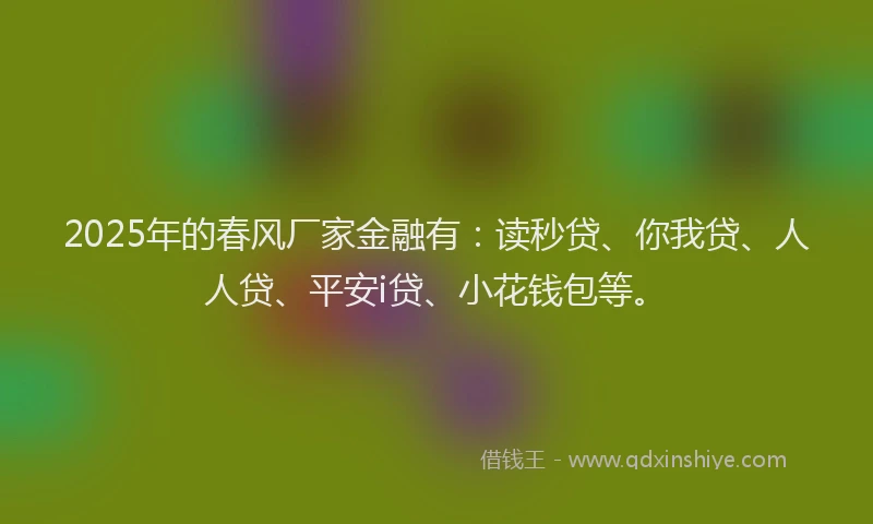 2025年的春风厂家金融有：读秒贷、你我贷、人人贷、平安i贷、小花钱包等。