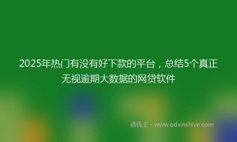 2025年热门有没有好下款的平台，总结5个真正无视逾期大数据的网贷软件