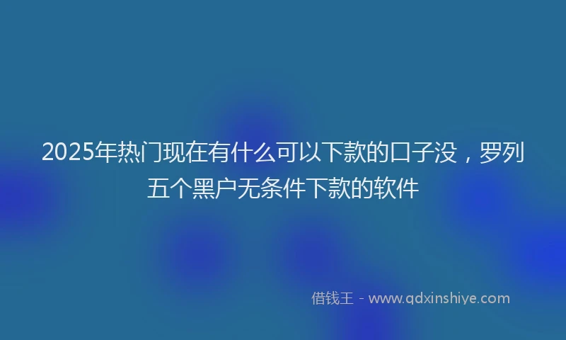 2025年热门现在有什么可以下款的口子没，罗列五个黑户无条件下款的软件