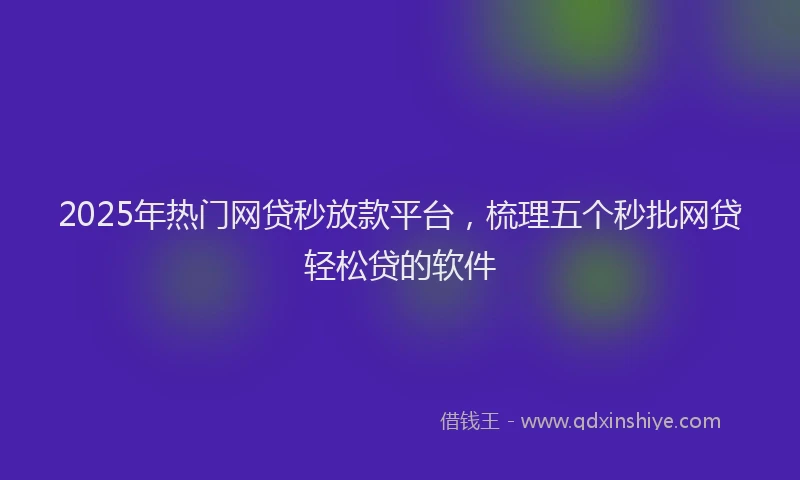 2025年热门网贷秒放款平台，梳理五个秒批网贷轻松贷的软件