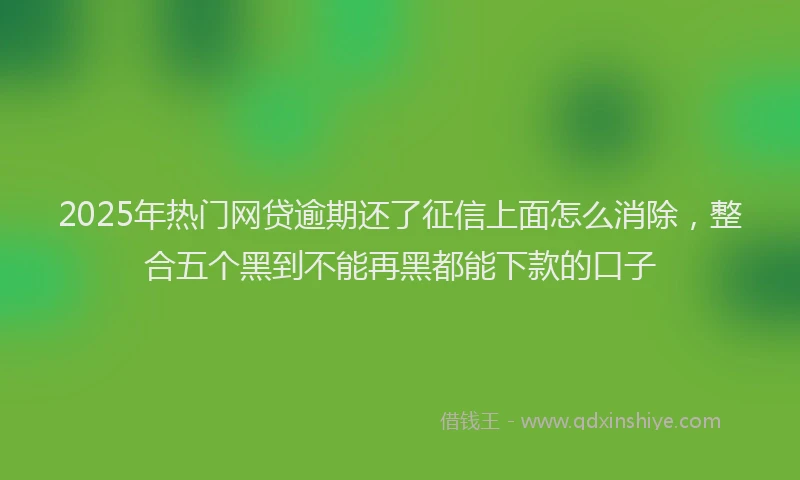 2025年热门网贷逾期还了征信上面怎么消除，整合五个黑到不能再黑都能下款的口子
