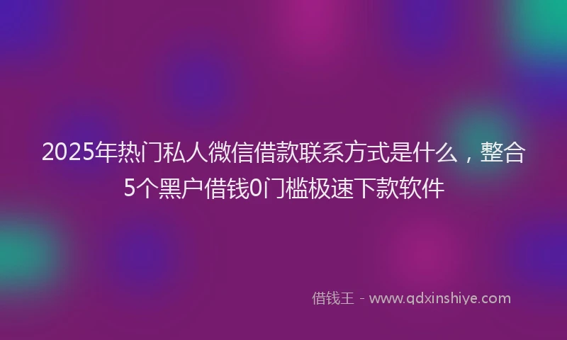 2025年热门私人微信借款联系方式是什么，整合5个黑户借钱0门槛极速下款软件