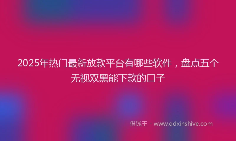 2025年热门最新放款平台有哪些软件，盘点五个无视双黑能下款的口子