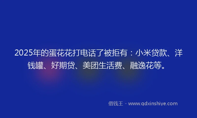 2025年的蛋花花打电话了被拒有：小米贷款、洋钱罐、好期贷、美团生活费、融逸花等。