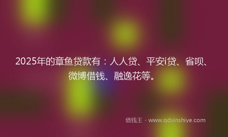 2025年的章鱼贷款有：人人贷、平安i贷、省呗、微博借钱、融逸花等。