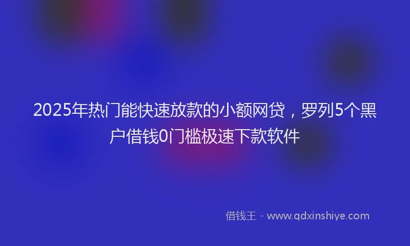 2025年热门能快速放款的小额网贷，罗列5个黑户借钱0门槛极速下款软件