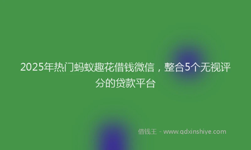 2025年热门蚂蚁趣花借钱微信，整合5个无视评分的贷款平台
