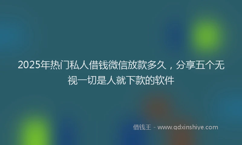 2025年热门私人借钱微信放款多久，分享五个无视一切是人就下款的软件