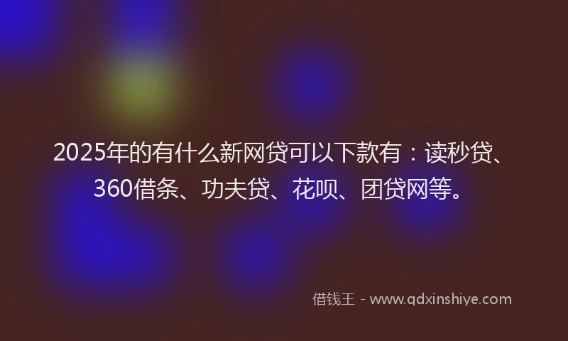 2025年的有什么新网贷可以下款有：读秒贷、360借条、功夫贷、花呗、团贷网等。