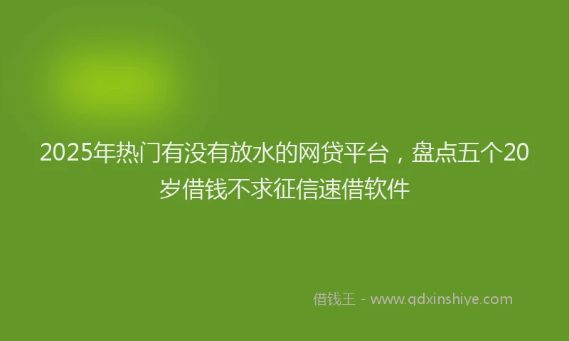 2025年热门有没有放水的网贷平台，盘点五个20岁借钱不求征信速借软件
