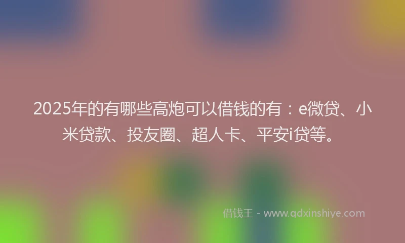 2025年的有哪些高炮可以借钱的有：e微贷、小米贷款、投友圈、超人卡、平安i贷等。
